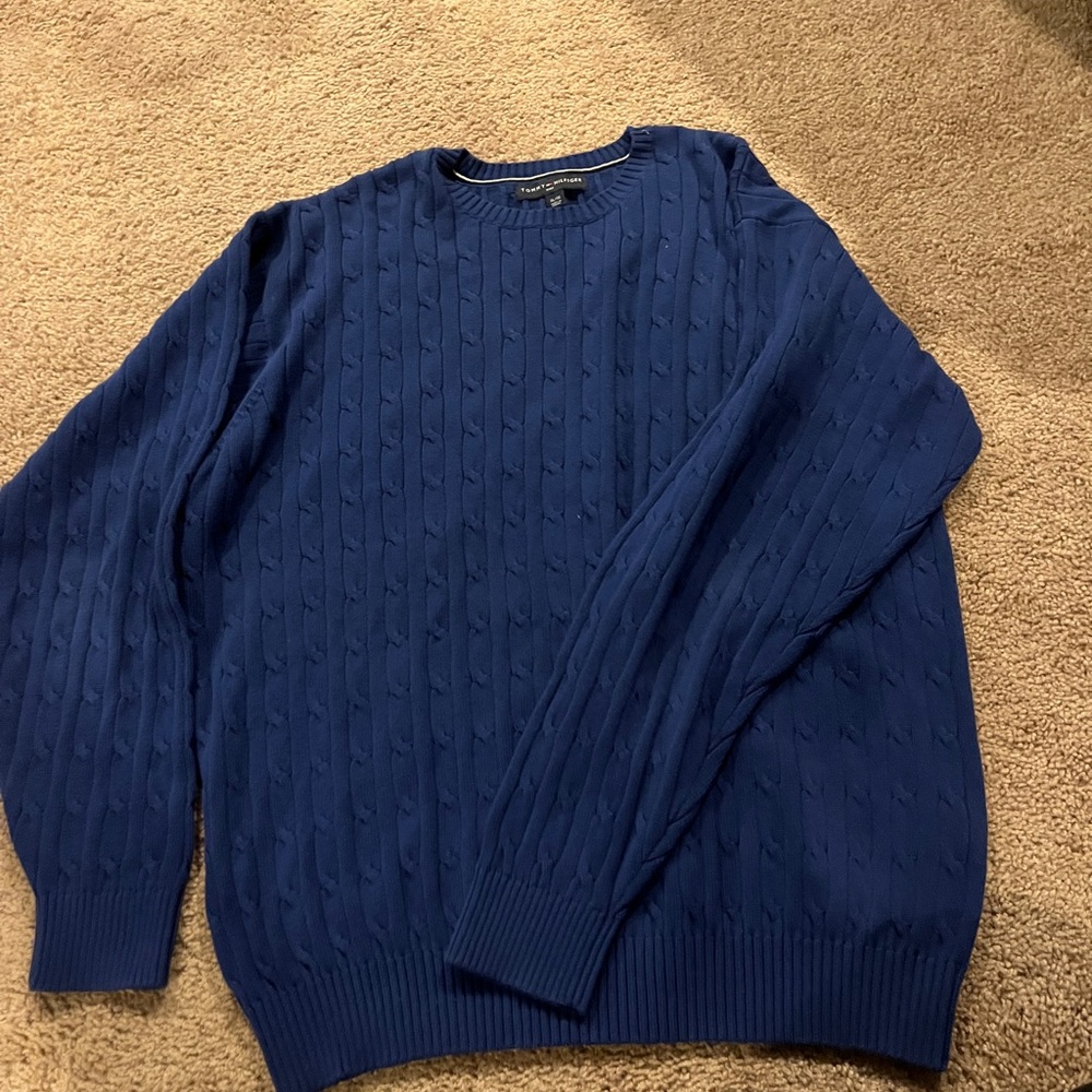 Men’s Classic Blue Tommy Hilfiger Cable Knit Sweater